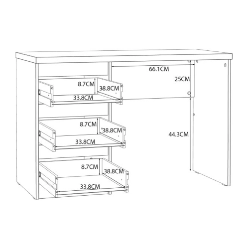 Białe biurko 110x50 cm z 3 szufladami